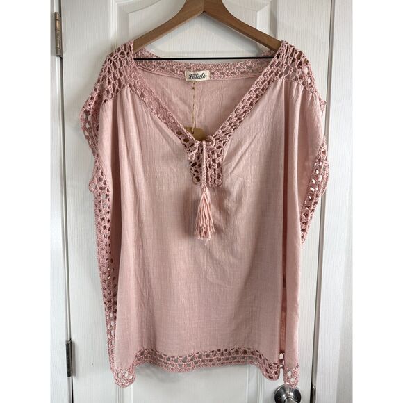 Listicle Women's Pink Crochet Swim Beach Cover Up Size M - New With Tags - Picture 1 of 10